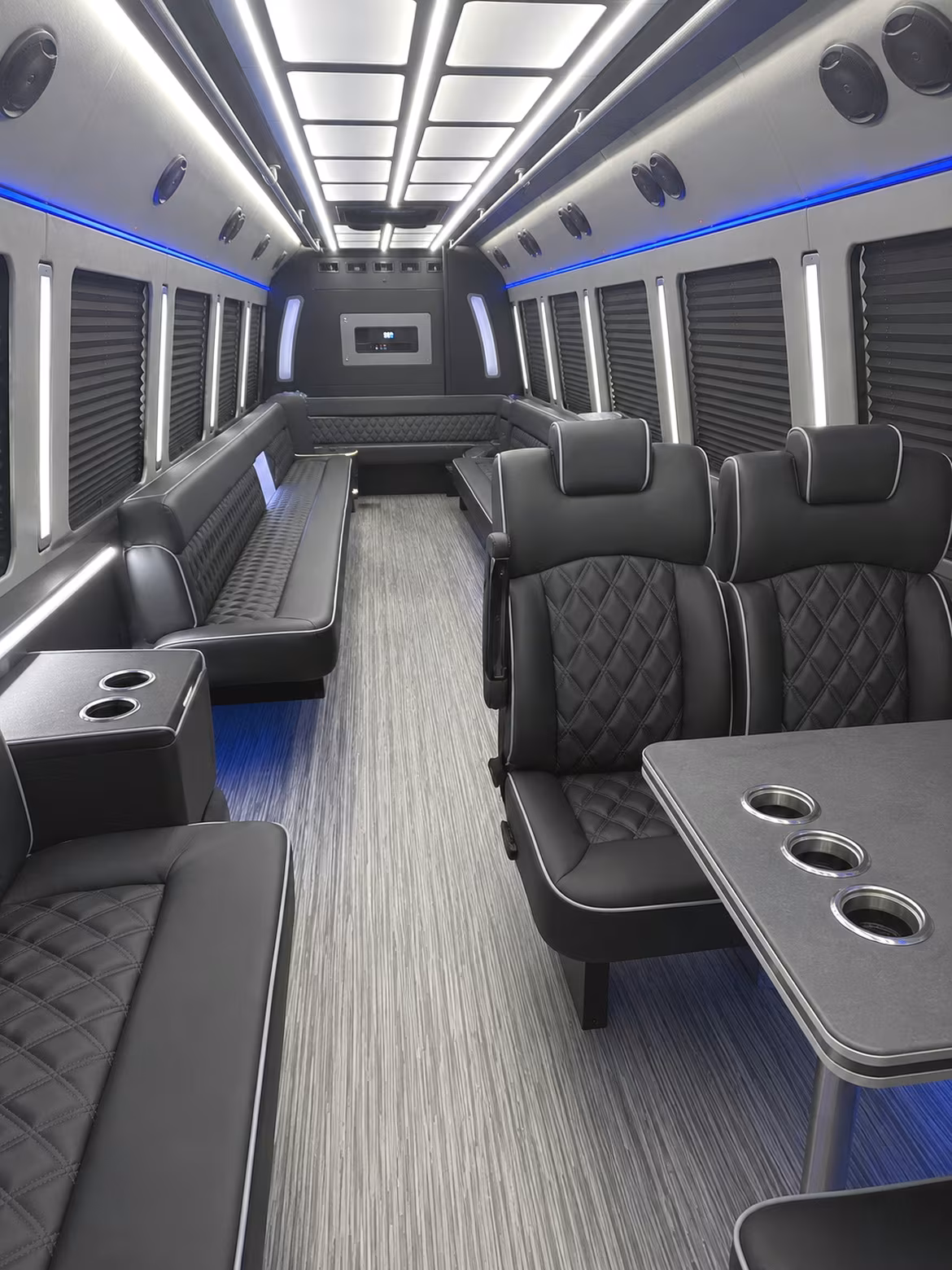 frederick 25 passenger party bus inside