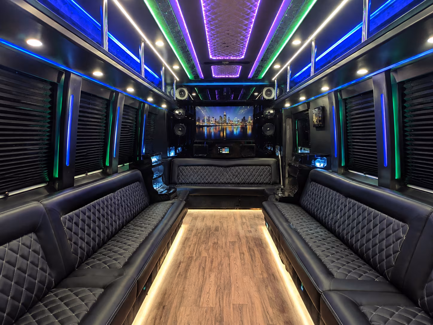 frederick 25 passenger party bus interior